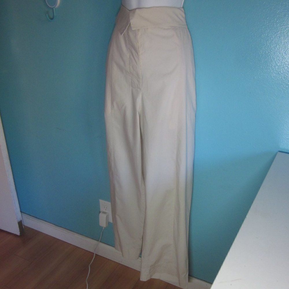 COS Womens High Waist Cream Cotton Wide Leg Pants Size 44 Fit Womens Size 10